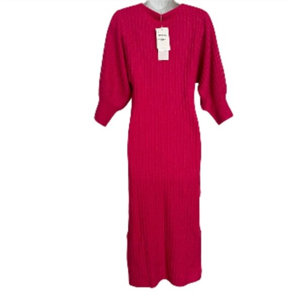 Rachel Parcell Pink Rouge knit Sweater Dress XS hot pink ballon sleeve new - Picture 3 of 16